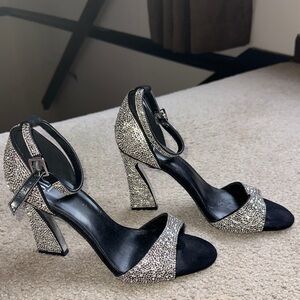 JLO Black/rhinestone heels !!